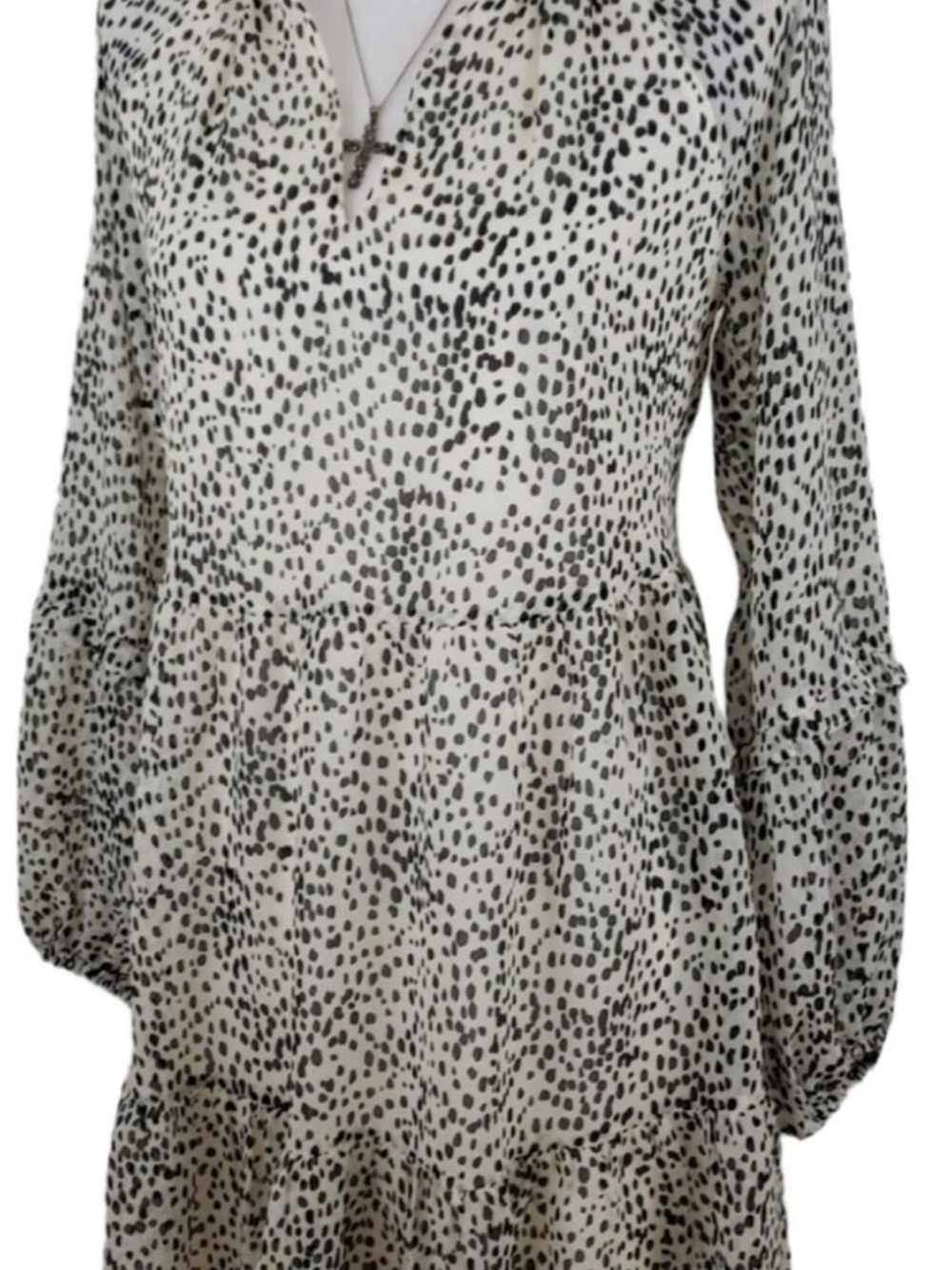 Express Black and White Printed Long Sleeve Tunic Dress